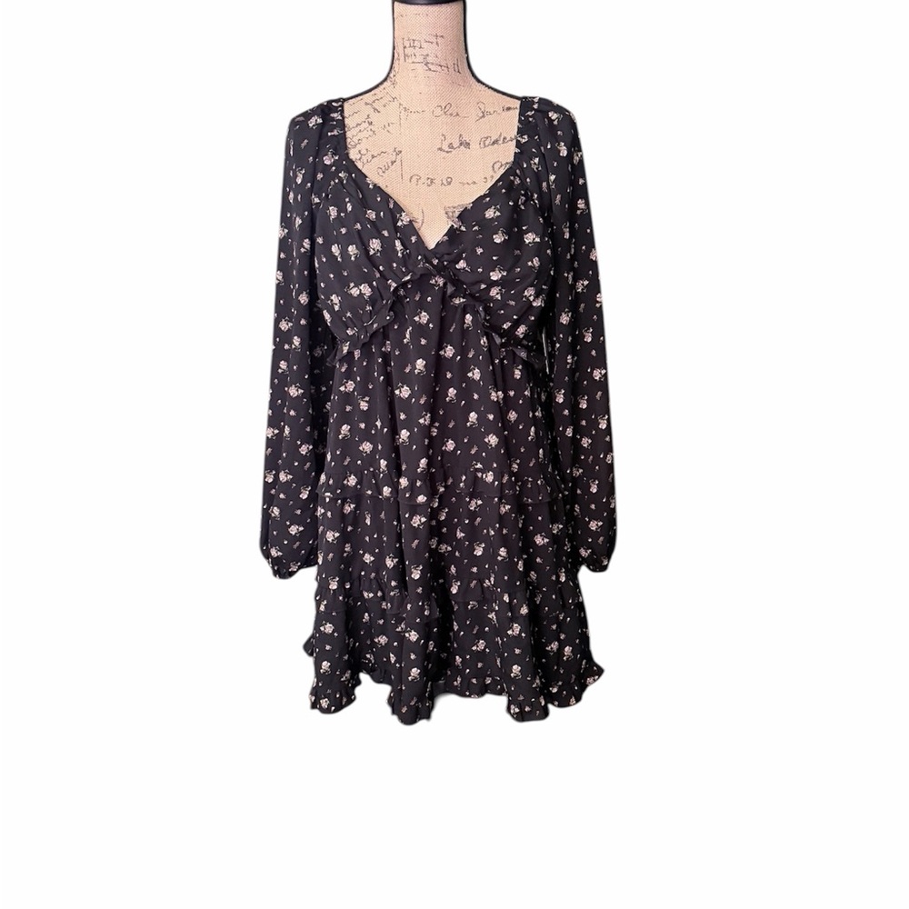 Altar'd State Black‎ Floral Textured Dress